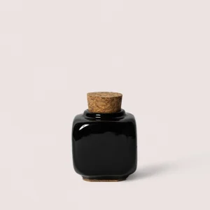 Black Ceramic Corked Dappen Dish
